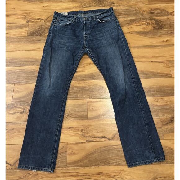 POLO RALPH LAUREN Men 36 X 30 Distressed Classic Fit 100% Cotton Blue Jeans - Picture 1 of 16